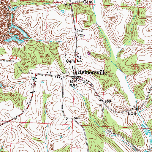 Topographic Map of Reinersville, OH