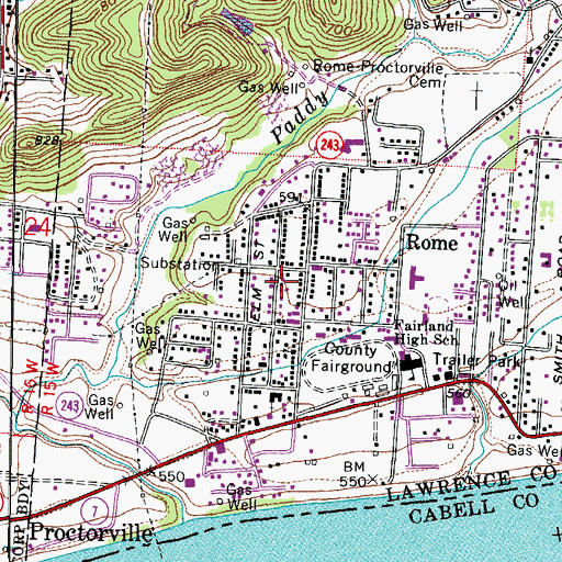 Topographic Map of Rome, OH