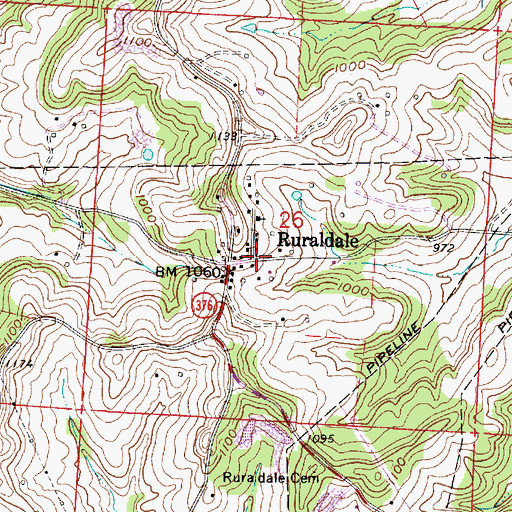 Topographic Map of Ruraldale, OH