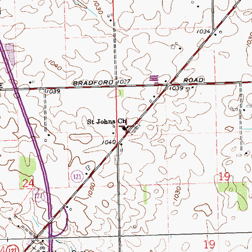Topographic Map of Saint John's Lutheran Church, OH