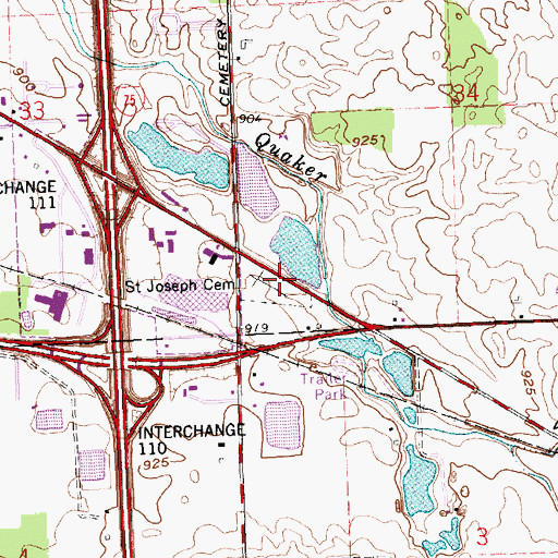 Topographic Map of Saint Joseph Cemetery, OH