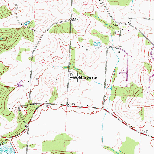 Topographic Map of Saint Marys Catholic Church, OH