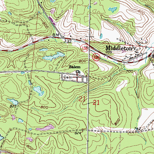 Topographic Map of Salem Church, OH