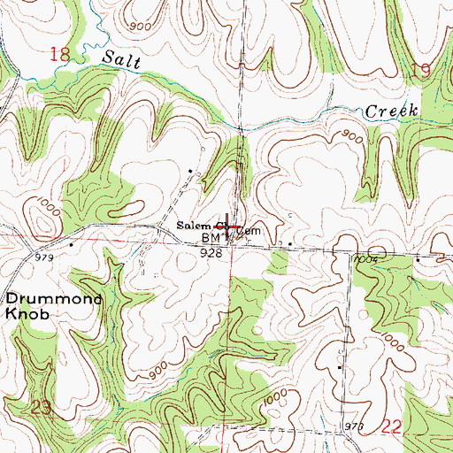 Topographic Map of Salem Methodist Church, OH