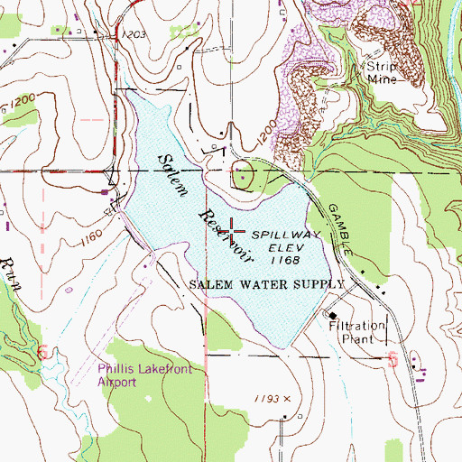 Topographic Map of Salem Reservoir, OH