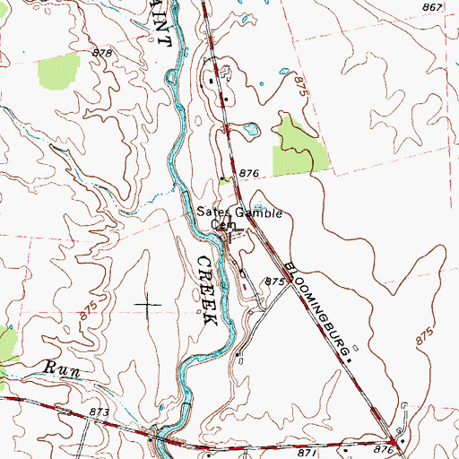 Topographic Map of Sates Gamble Cemetery, OH