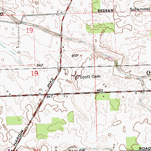 Topographic Map of Scott Cemetery, OH