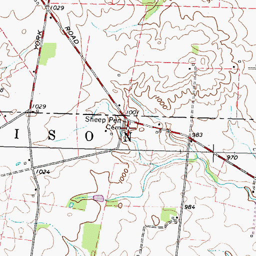 Topographic Map of Sheep Pen Cemetery, OH
