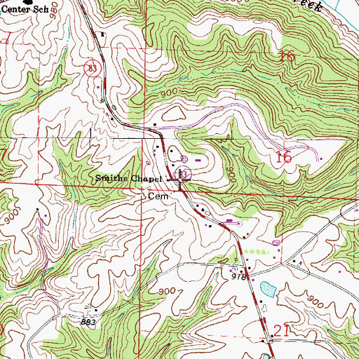 Topographic Map of Smiths Chapel United Methodist Church, OH