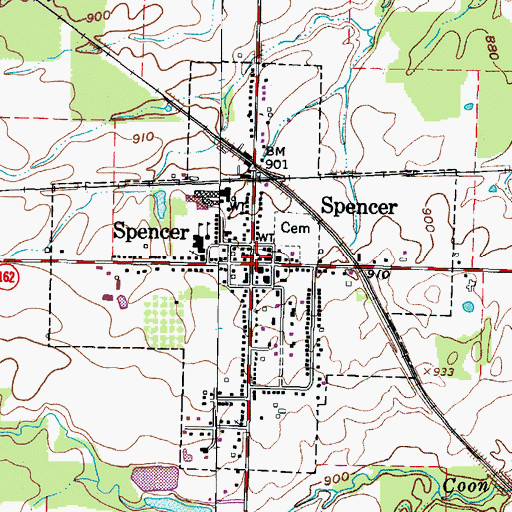 Topographic Map of Spencer, OH