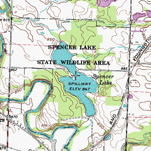 Topographic Map of Spencer Lake, OH