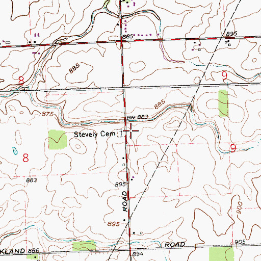 Topographic Map of Stevely Cemetery, OH