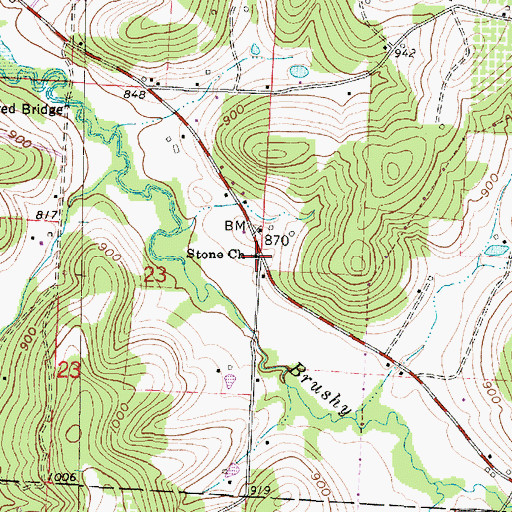 Topographic Map of Stone Church, OH