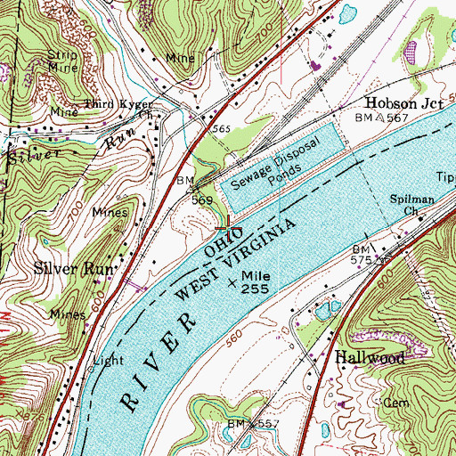Topographic Map of Storys Run, OH