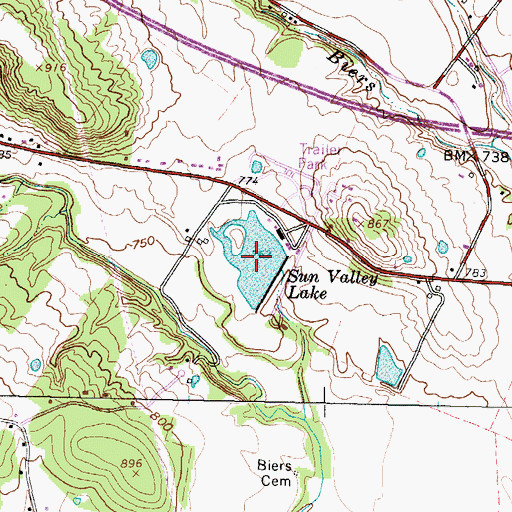 Topographic Map of Sun Valley Lake, OH