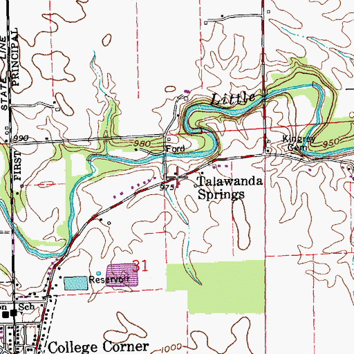 Topographic Map of Talawanda Springs, OH