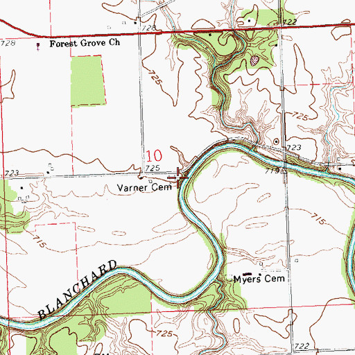 Topographic Map of Varner Cemetery, OH