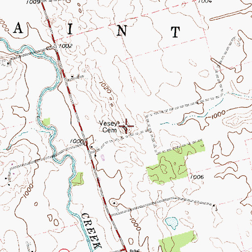 Topographic Map of Vesey Cemetery, OH