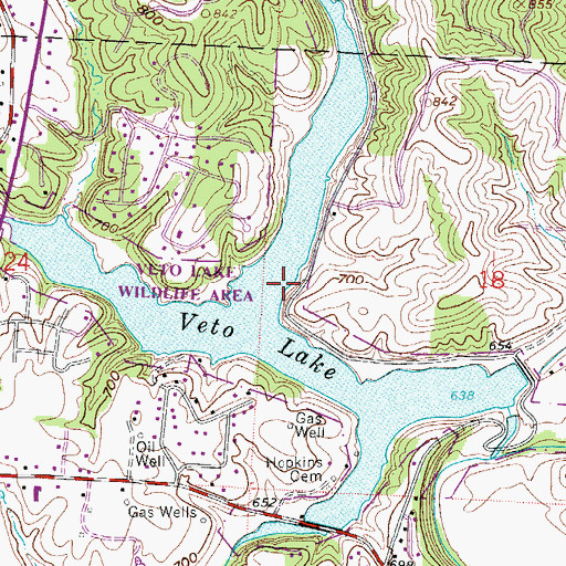 Topographic Map of Veto Lake, OH