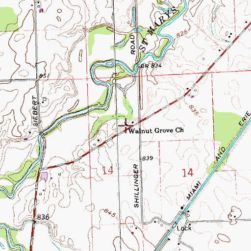 Topographic Map of Walnut Grove United Methodist Church, OH