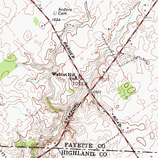 Topographic Map of Walnut Hill Church, OH