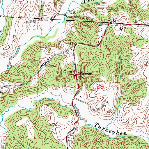 Topographic Map of Warren Chapel Methodist Church, OH