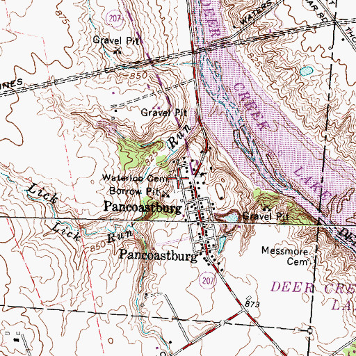 Topographic Map of Waterloo Cemetery, OH
