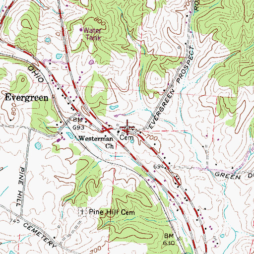 Topographic Map of Westerman Church, OH
