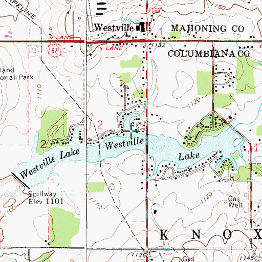 Topographic Map of Westville Lake, OH
