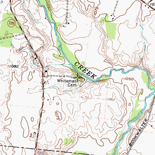 Topographic Map of Whiteman Cemetery, OH