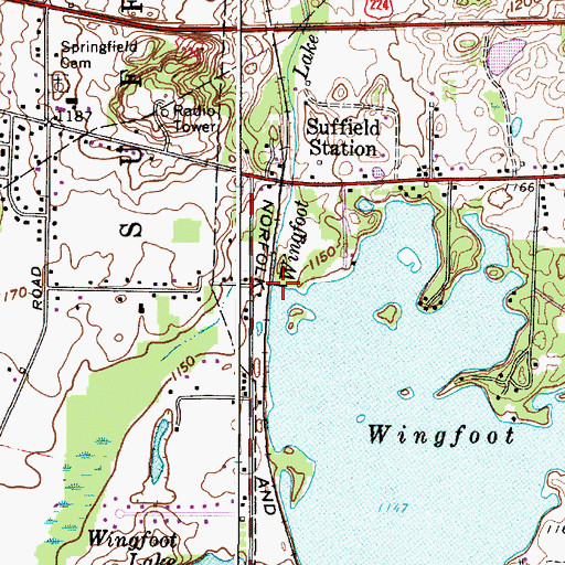 Topographic Map of Wingfoot Lake, OH