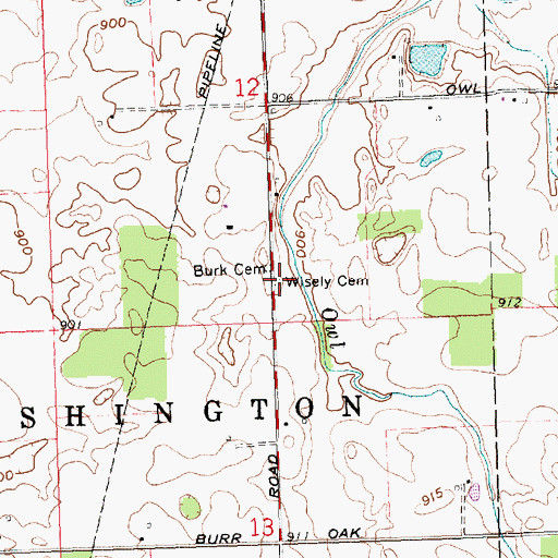 Topographic Map of Wisely Cemetery, OH