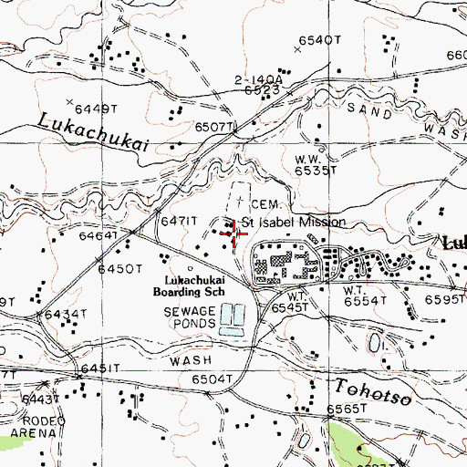 Topographic Map of Saint Isabel Mission, AZ