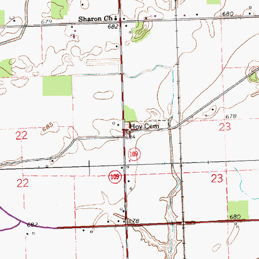 Topographic Map of Hoy Cemetery, OH