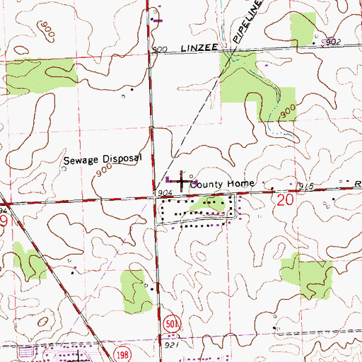 Topographic Map of Auglaize County Home, OH
