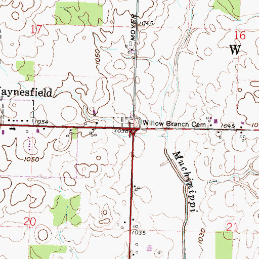 Topographic Map of Willow Branch School (historical), OH