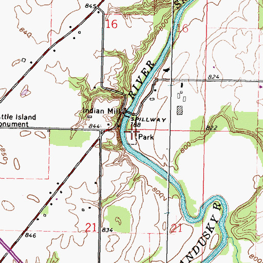 Topographic Map of Indian Mill Park, OH