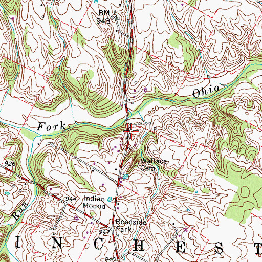 Topographic Map of Upper Brush Creek School (historical), OH
