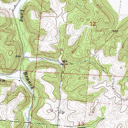 Topographic Map of Long Branch School (historical), OH