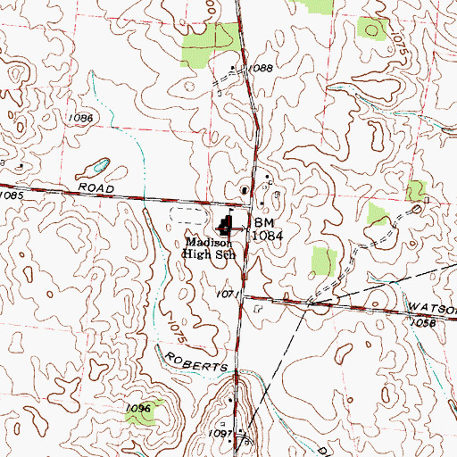 Topographic Map of Madison-Plains High School, OH
