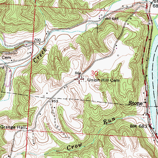 Topographic Map of Union Hill Church (historical), OH
