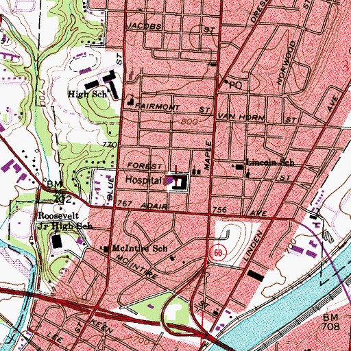 Topographic Map of Good Samaritan Hospital, OH