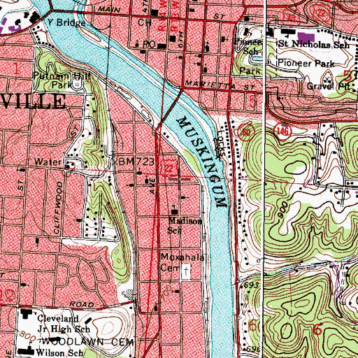 Topographic Map of Old Stone Academy, OH