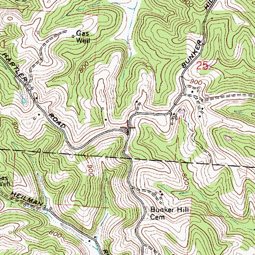 Topographic Map of Bunker Hill Church (historical), OH