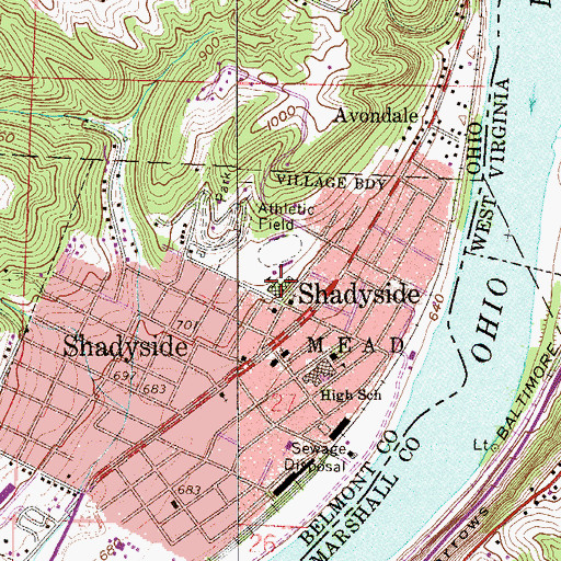 Topographic Map of Leona Avenue Middle School, OH