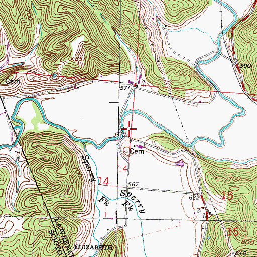 Topographic Map of Kelly Mills (historical), OH