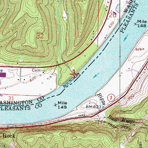 Topographic Map of Hawes Landing, OH