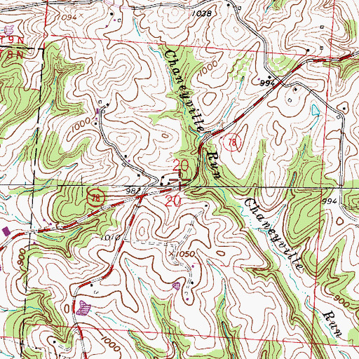 Topographic Map of Chaneyville School (historical), OH