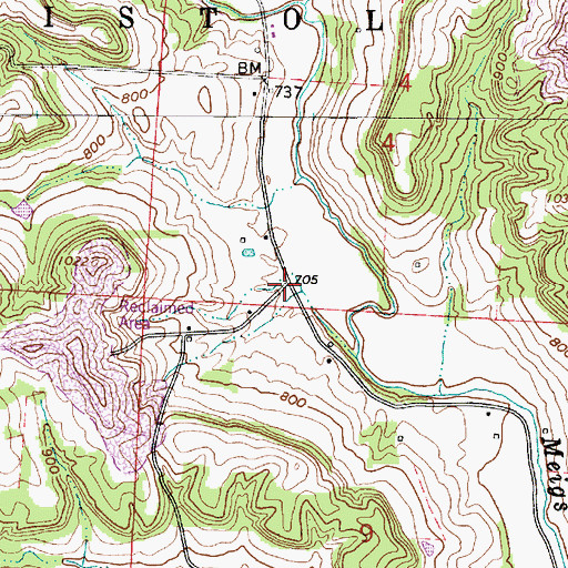 Topographic Map of Rowland (historical), OH