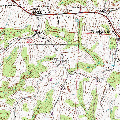Topographic Map of Hopewell Church (historical), OH